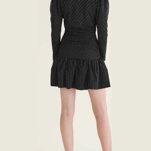 NWOT Maje black mesh metallic gold mini holiday dress, S - Picture 4 of 13